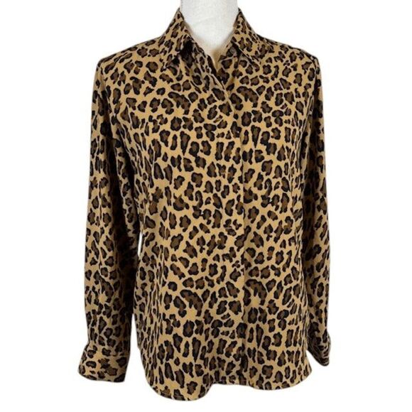 Liz Claiborne Petite Leopard Print Button Front Blouse Size Small Petite - Picture 1 of 9